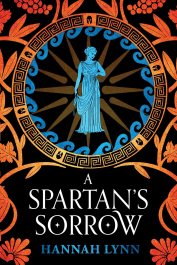 Book cover with a statue of a woman in the center of a circle of Greek patterns, surrounded by red and orange foliage